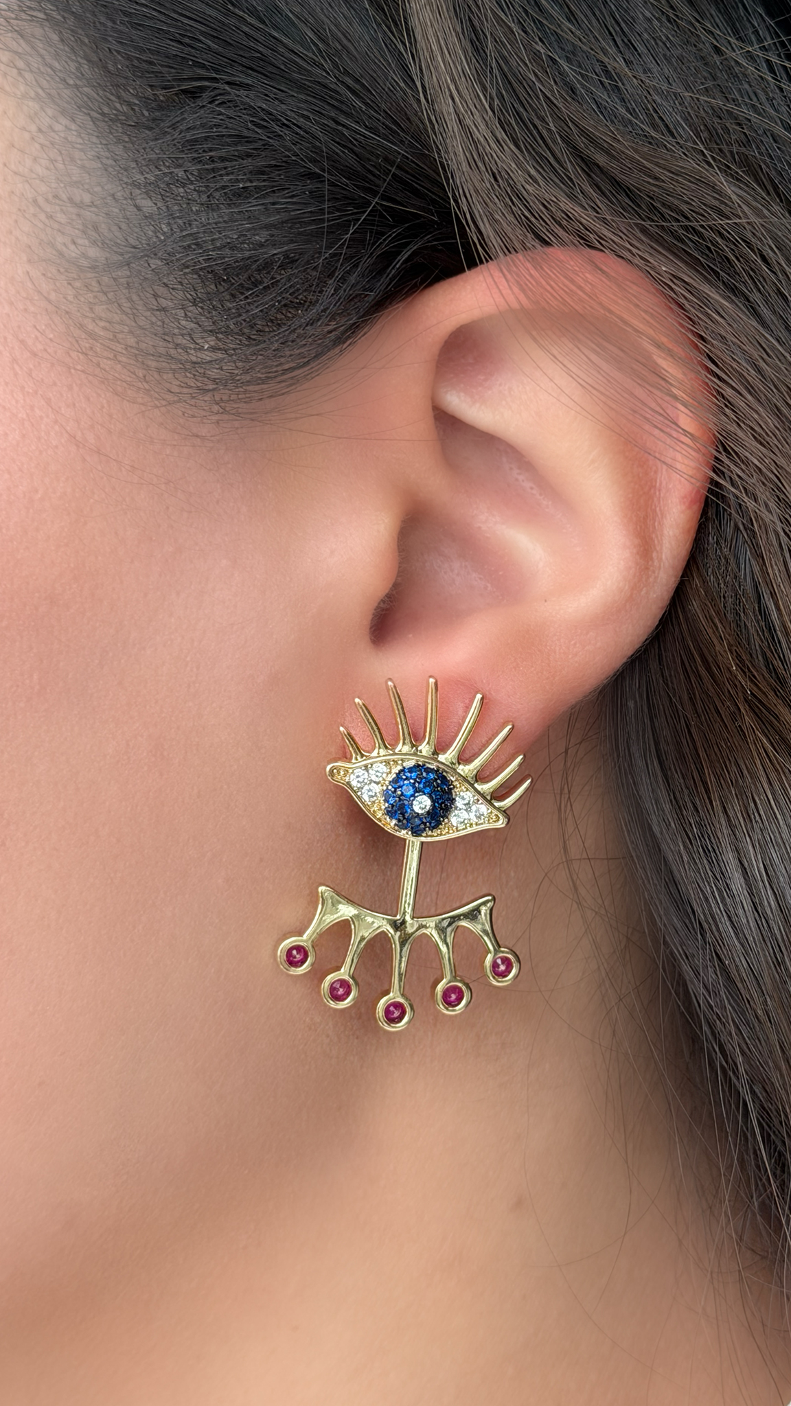 Göz Figürlü Gold Küpe