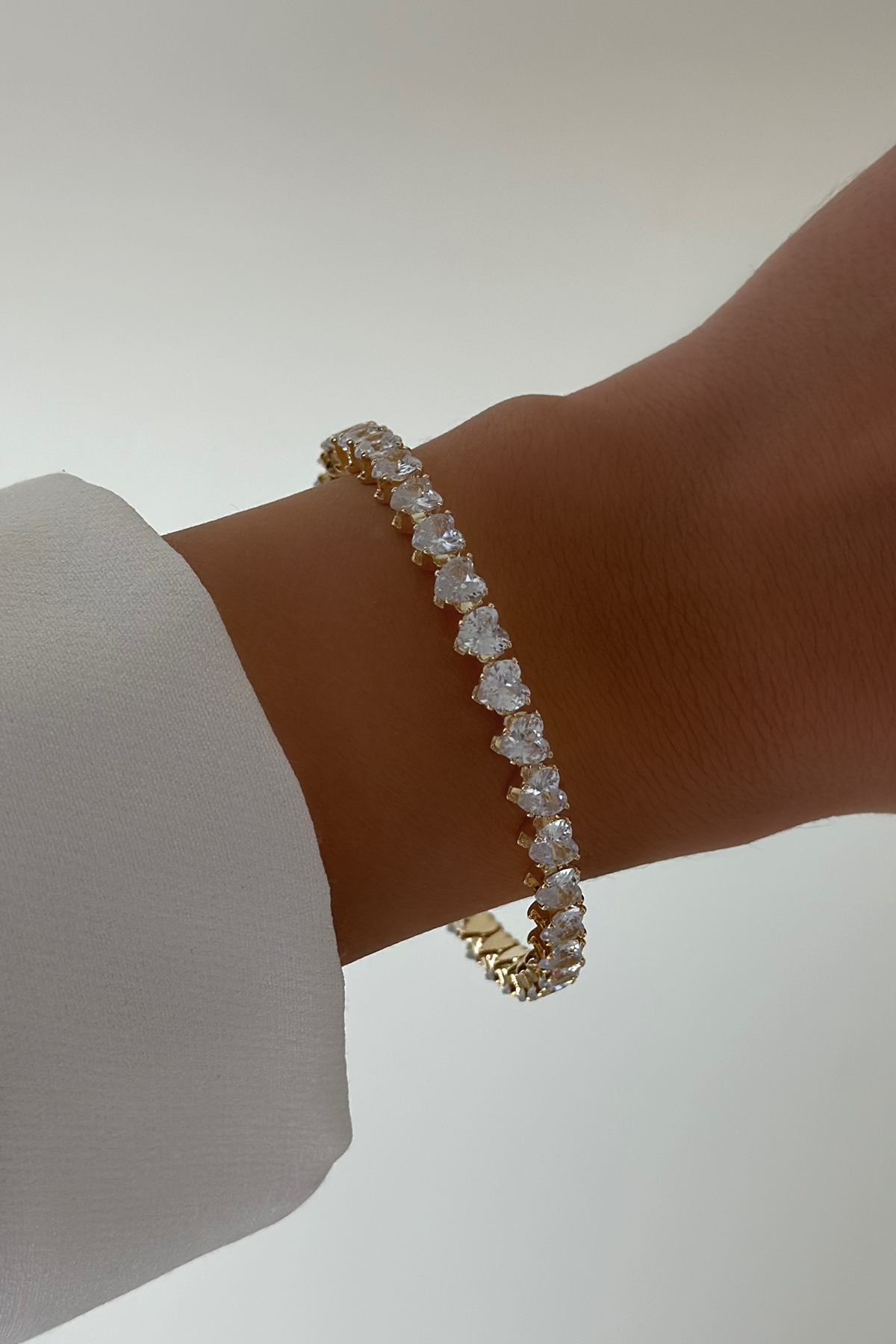 Kalp Detaylı Gold Bileklik