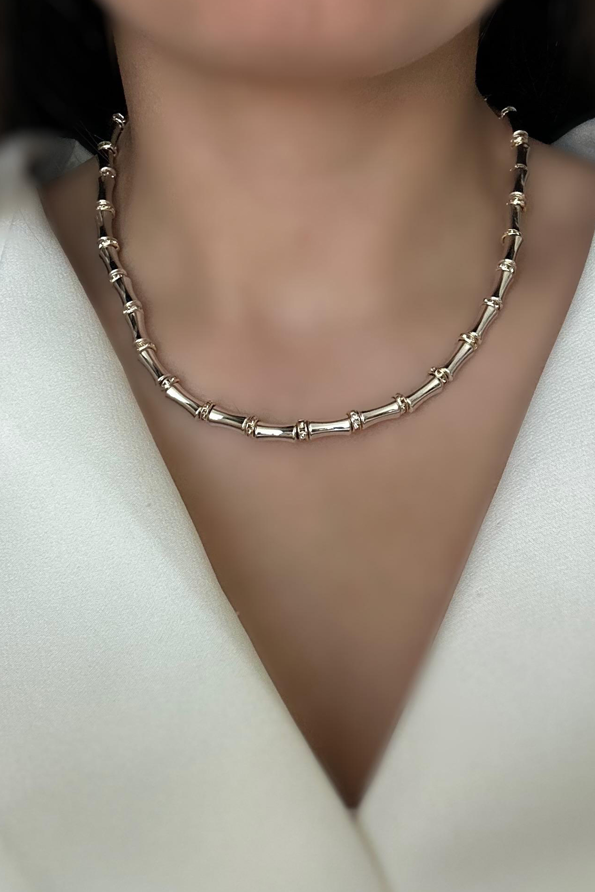 Avalix Zarif Kemik Detaylı Silver Kolye