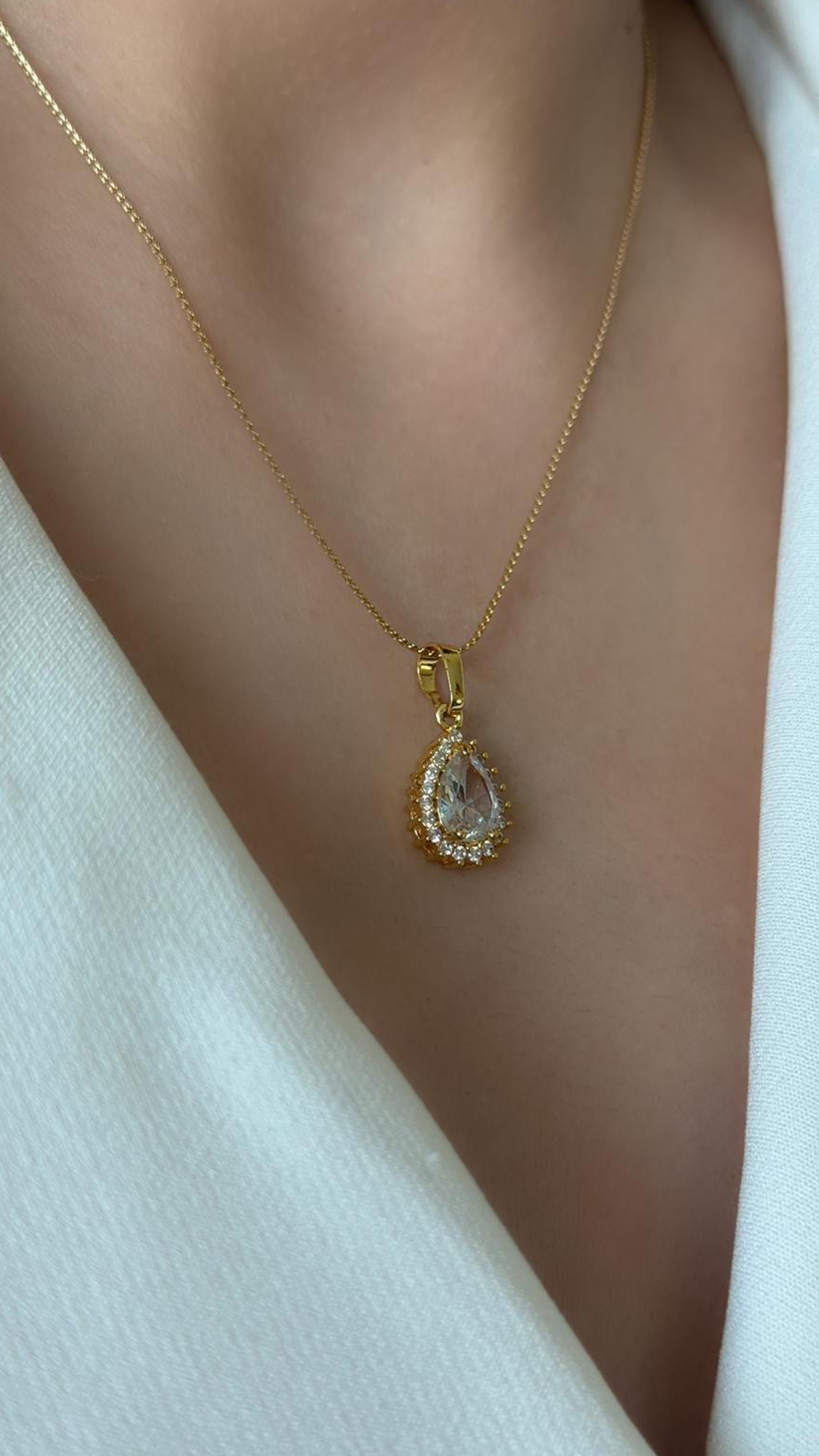 Damla Taş Altın Kaplama Gold Kolye