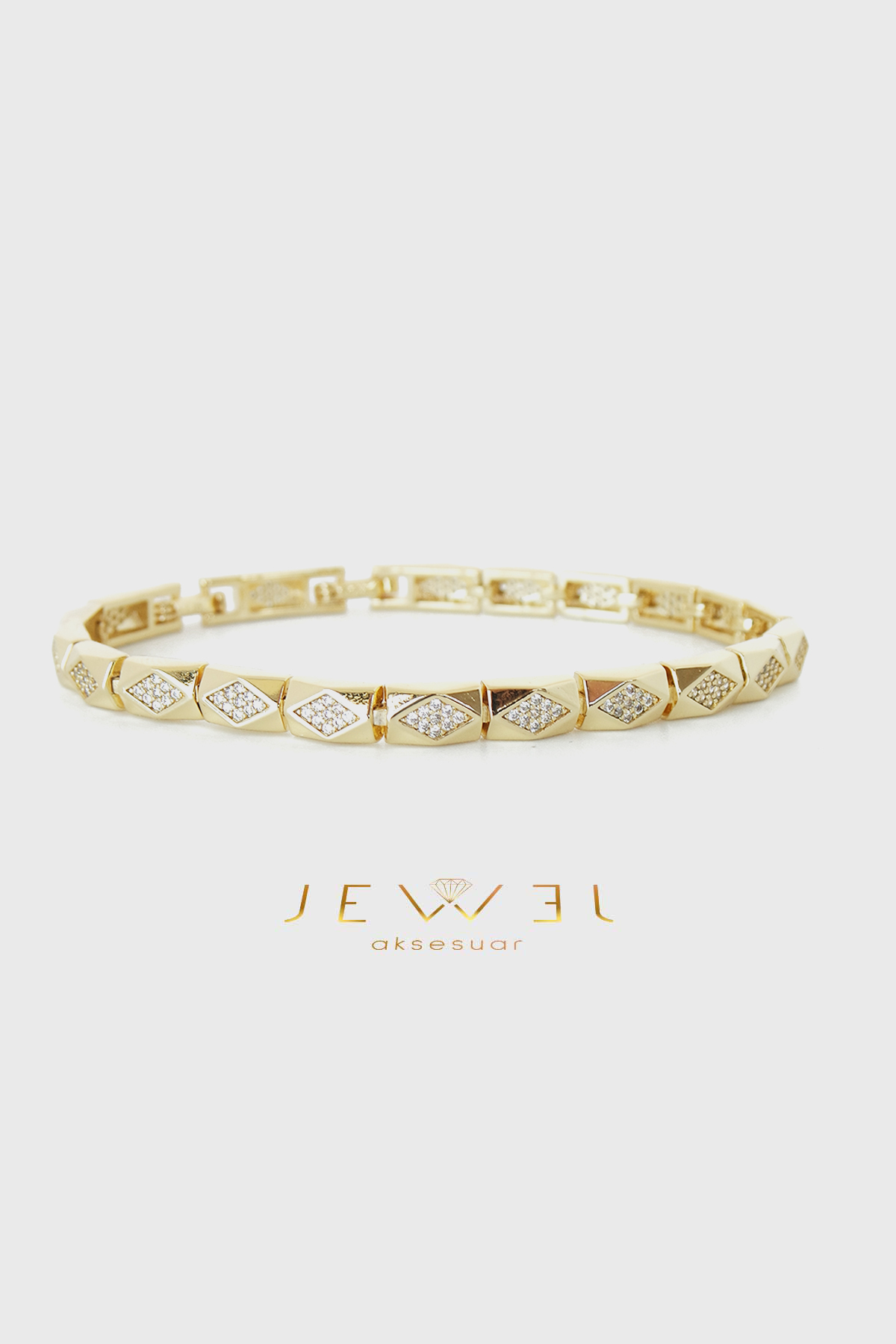 Geometrik Işıltılı Gold Bileklik