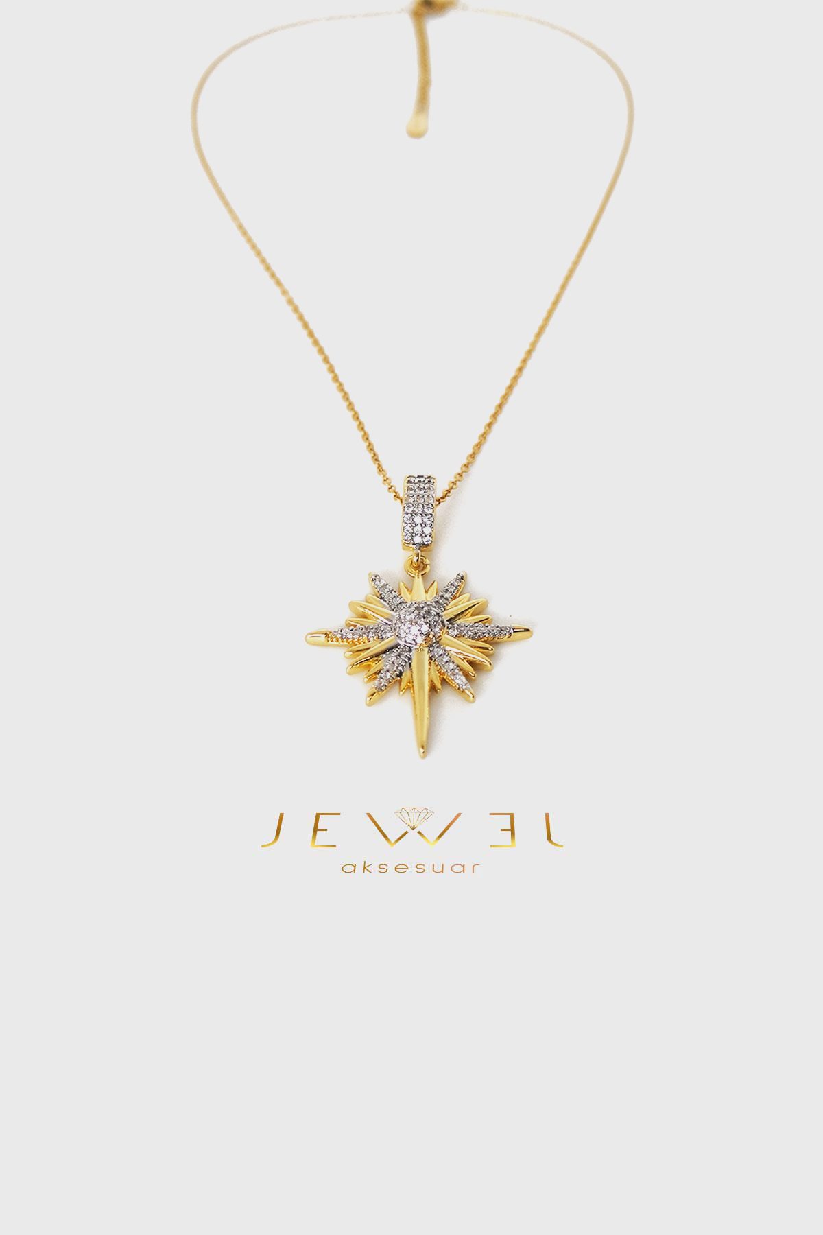 Nova Taşlı Gold Kolye