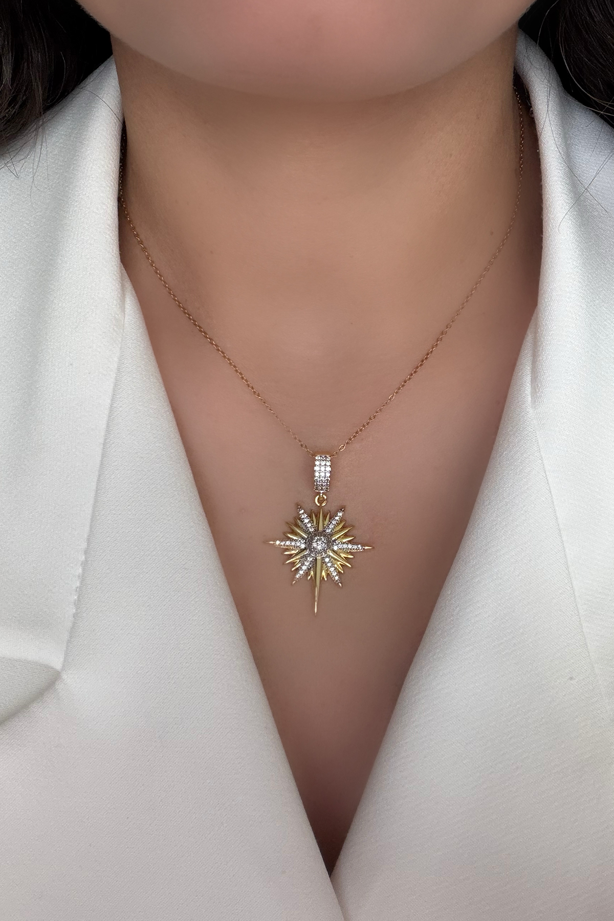 Nova Taşlı Gold Kolye