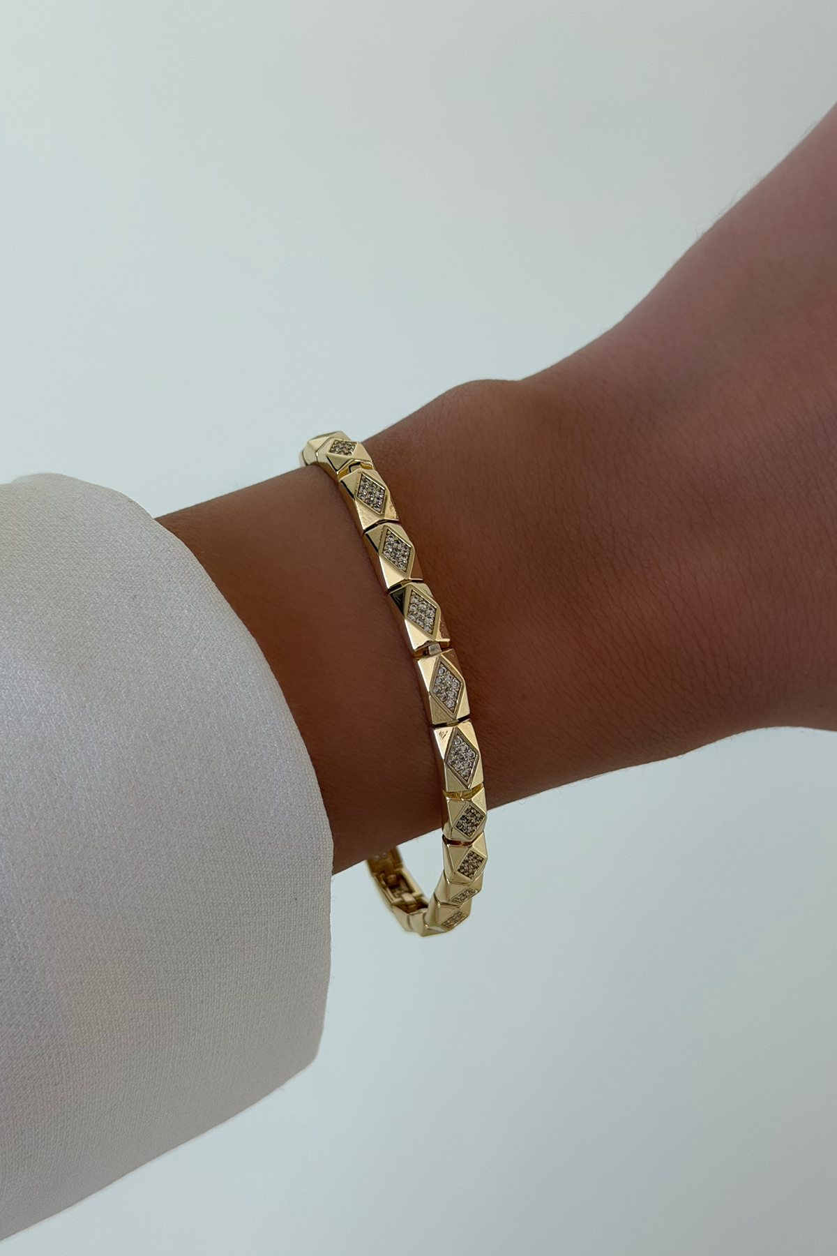 Geometrik Işıltılı Gold Bileklik