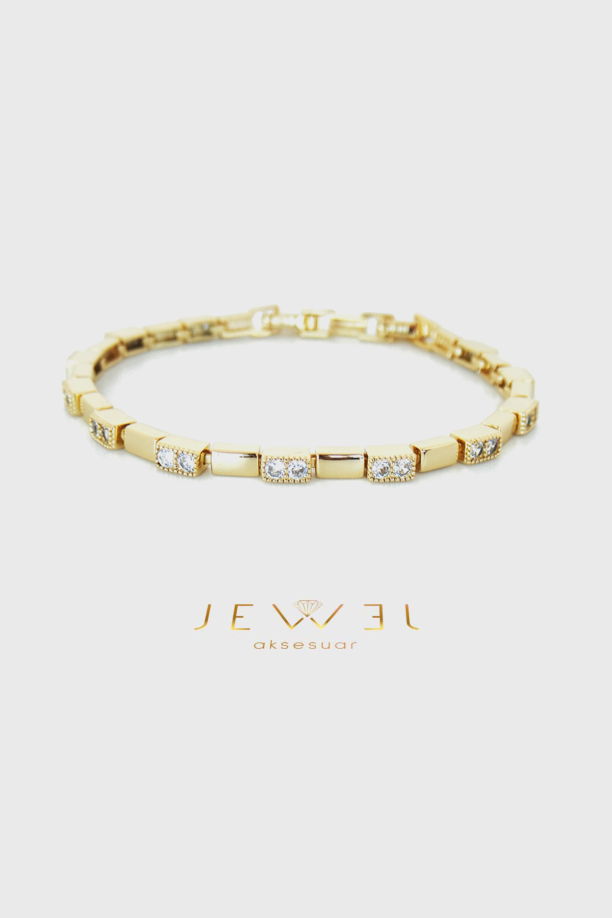 Aurora İnci Detaylı Işıltılı Gold Bileklik