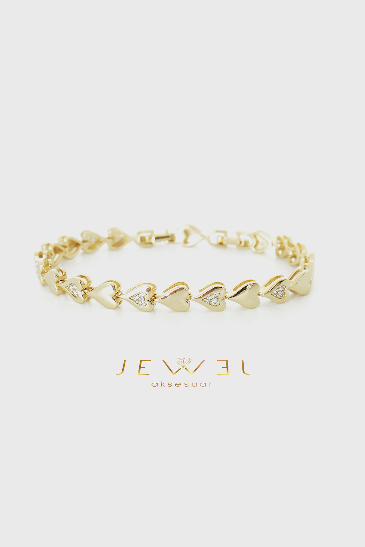 Işıltılı Kalpler Gold Bileklik