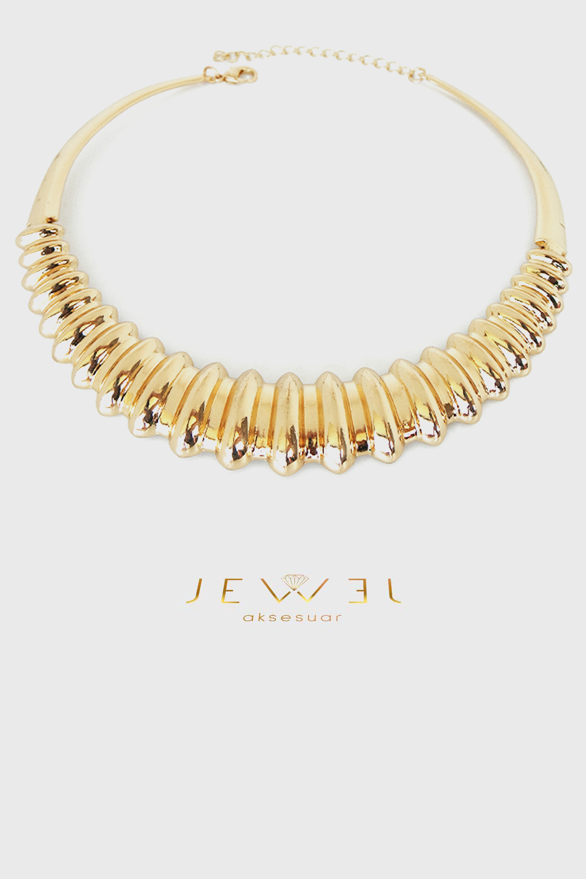 Moonlit Tırtık Kalın Detay Gold Kolye