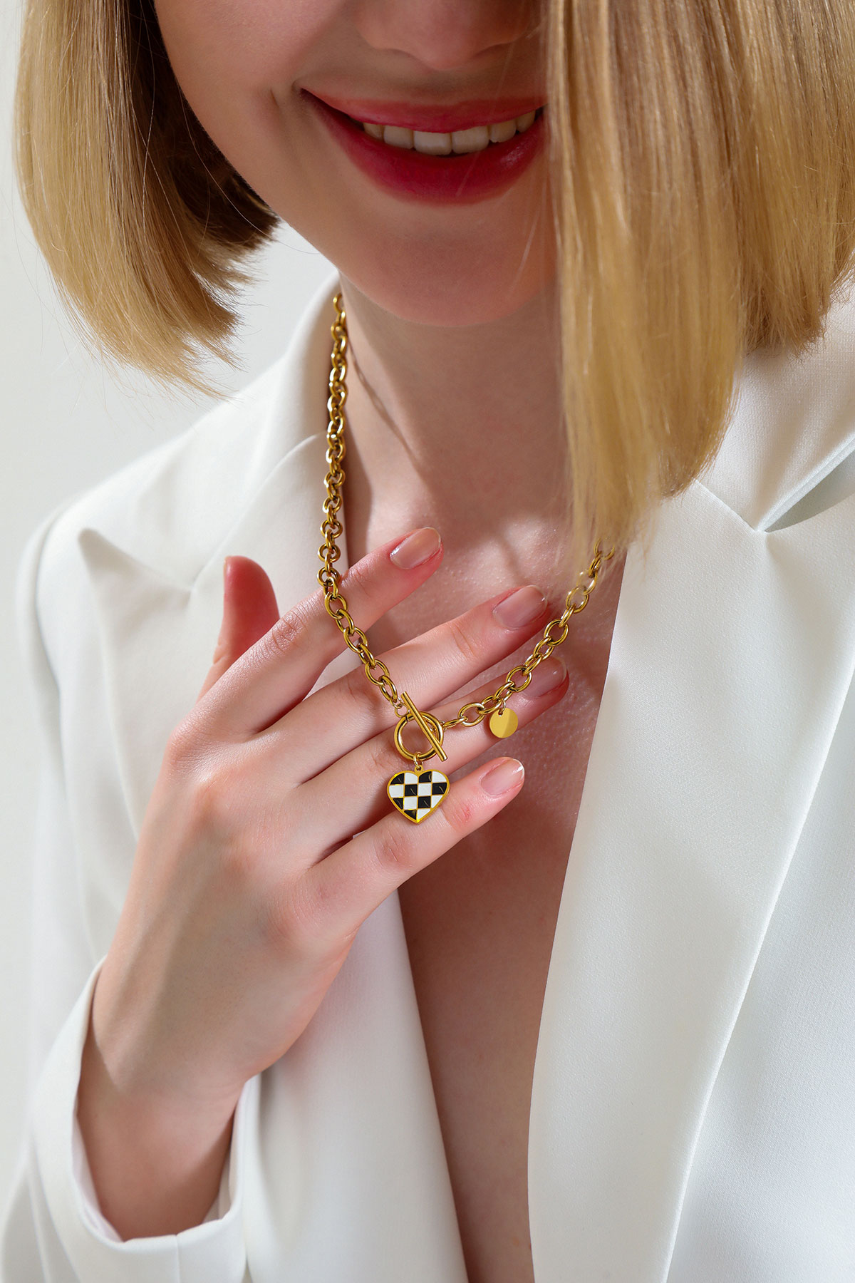 Dama Model Gold Altın Kaplama Kolye