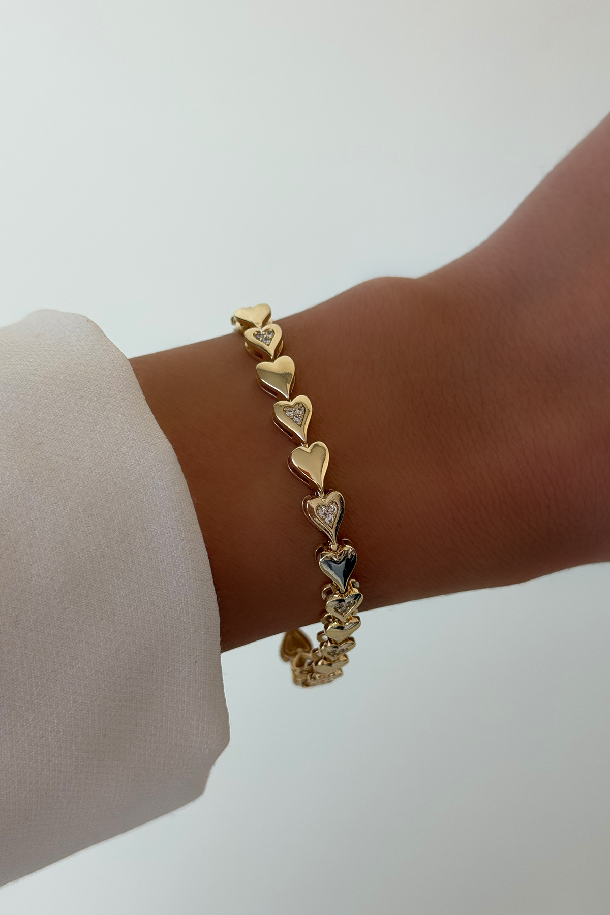 Işıltılı Kalpler Gold Bileklik