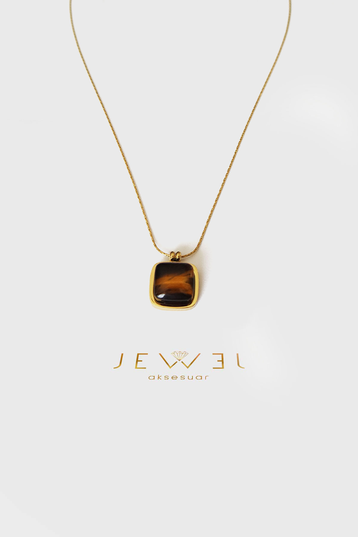 Caramel Stone Gold Altın Kaplama Kolye