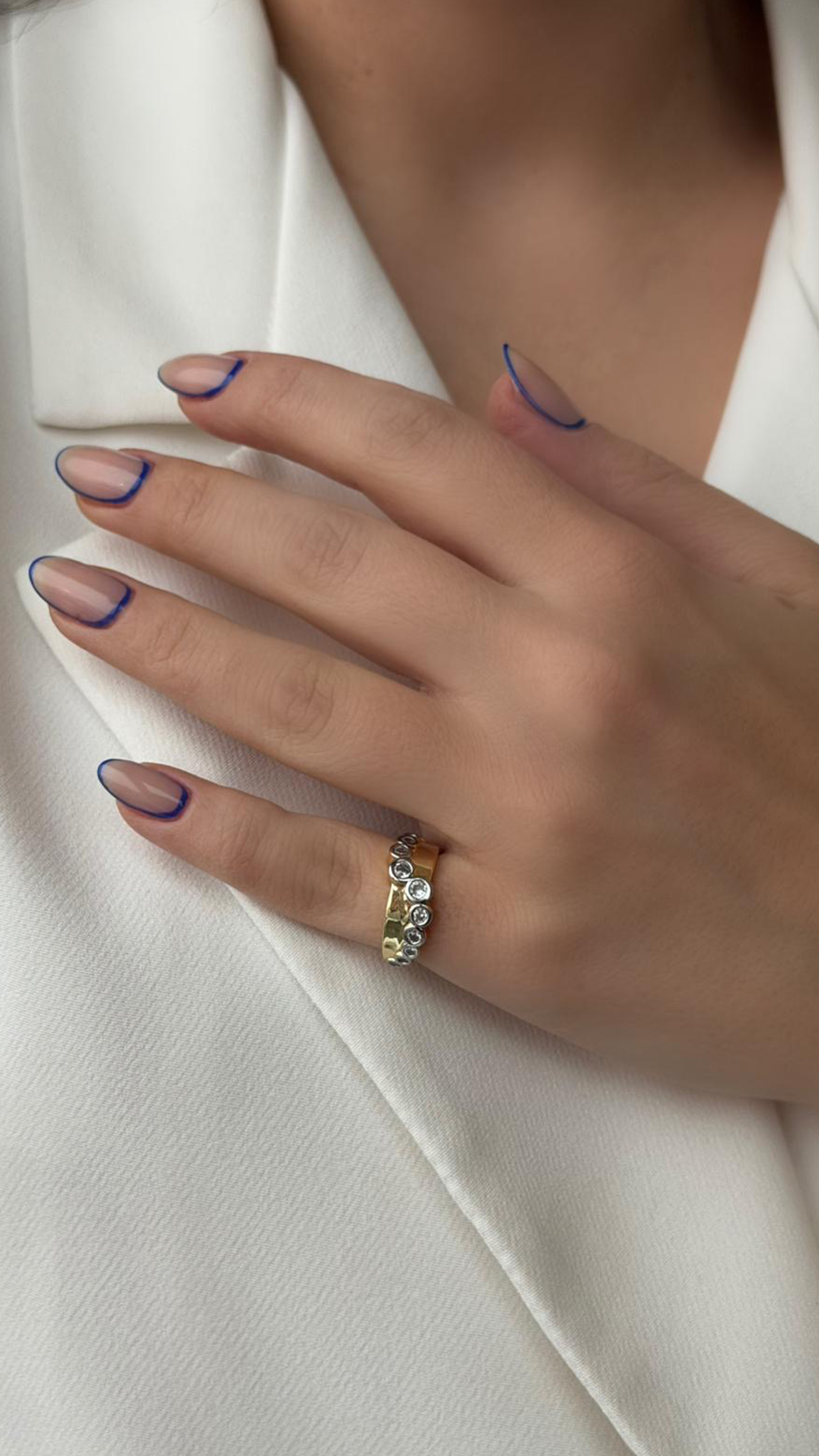 Halka Taş Detaylı Ayarlanabilir Gold Yüzük