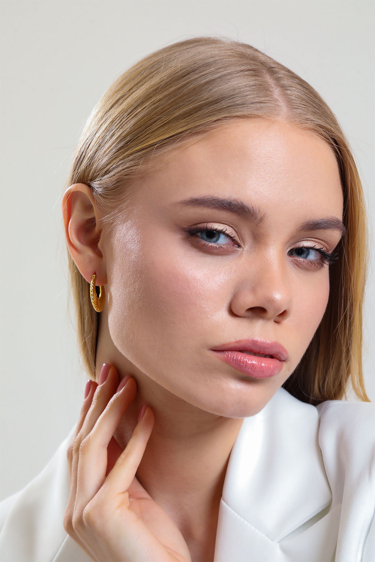 Fiyonk Büyük Model Gold Altın Kaplama Küpe