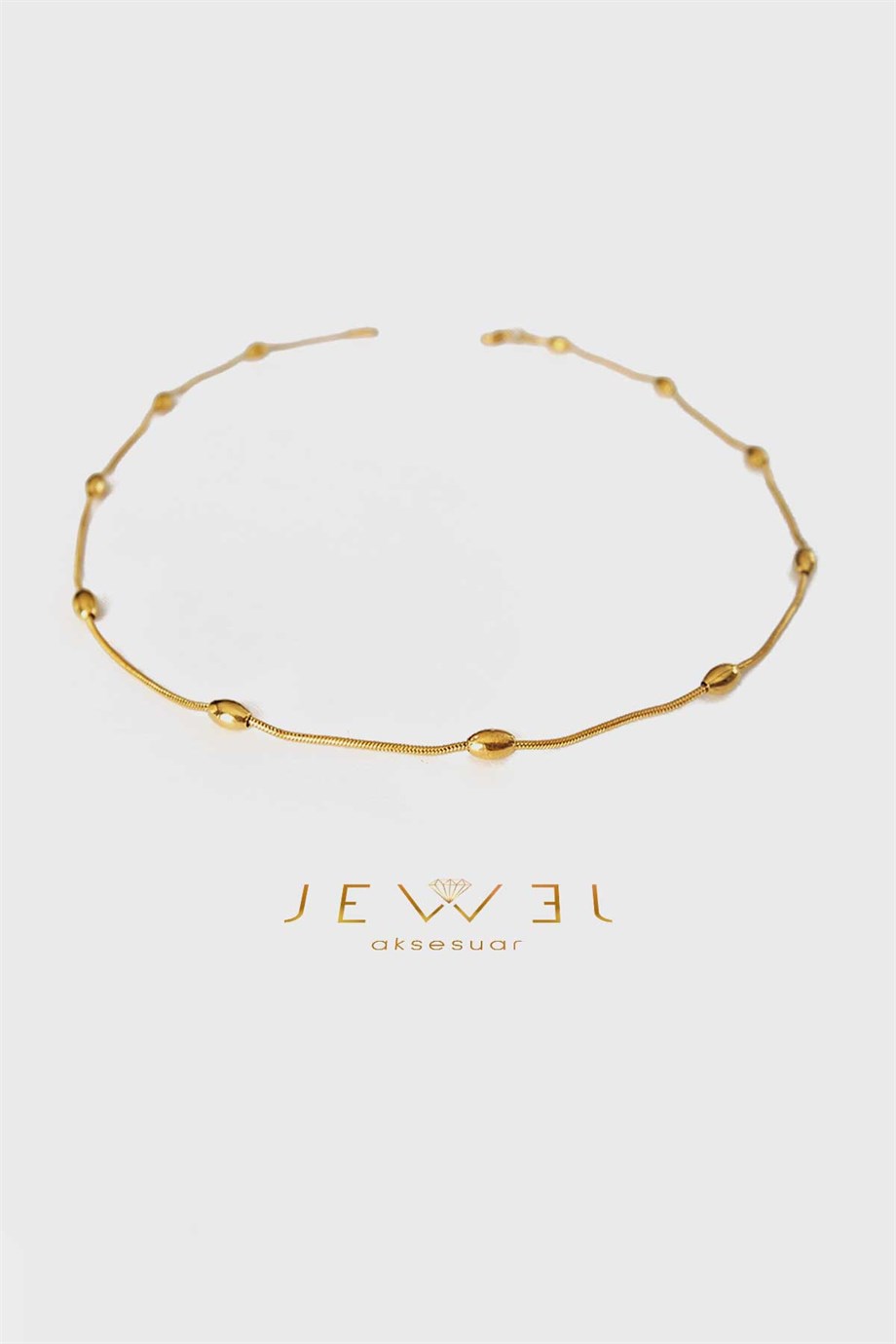 Büyük Boncuk Detaylı İtalyan Zincir Gold Altın Kaplama Kolye