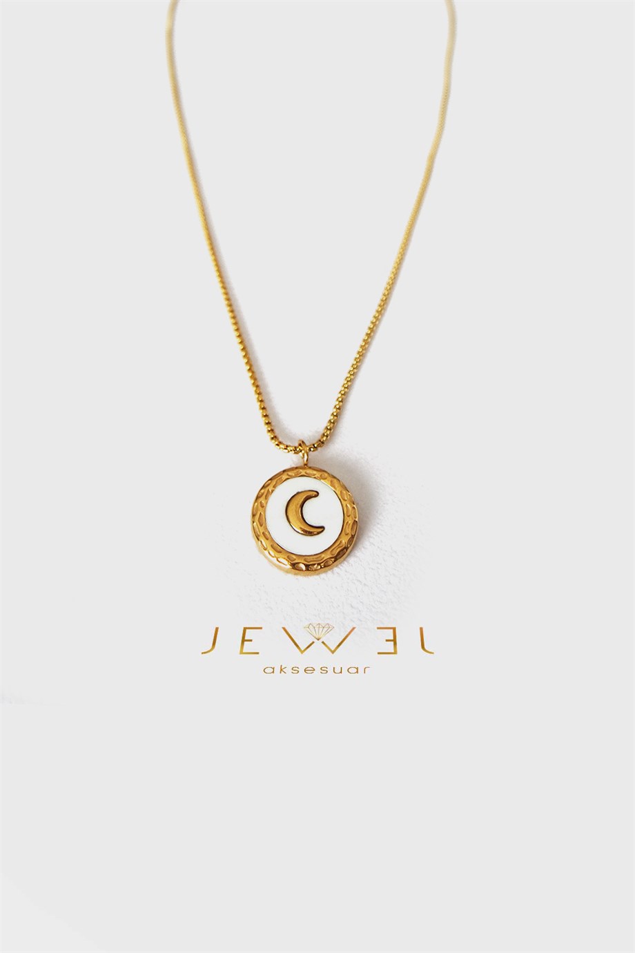 Hilal Sedef Model Gold Altın Kaplama Kolye