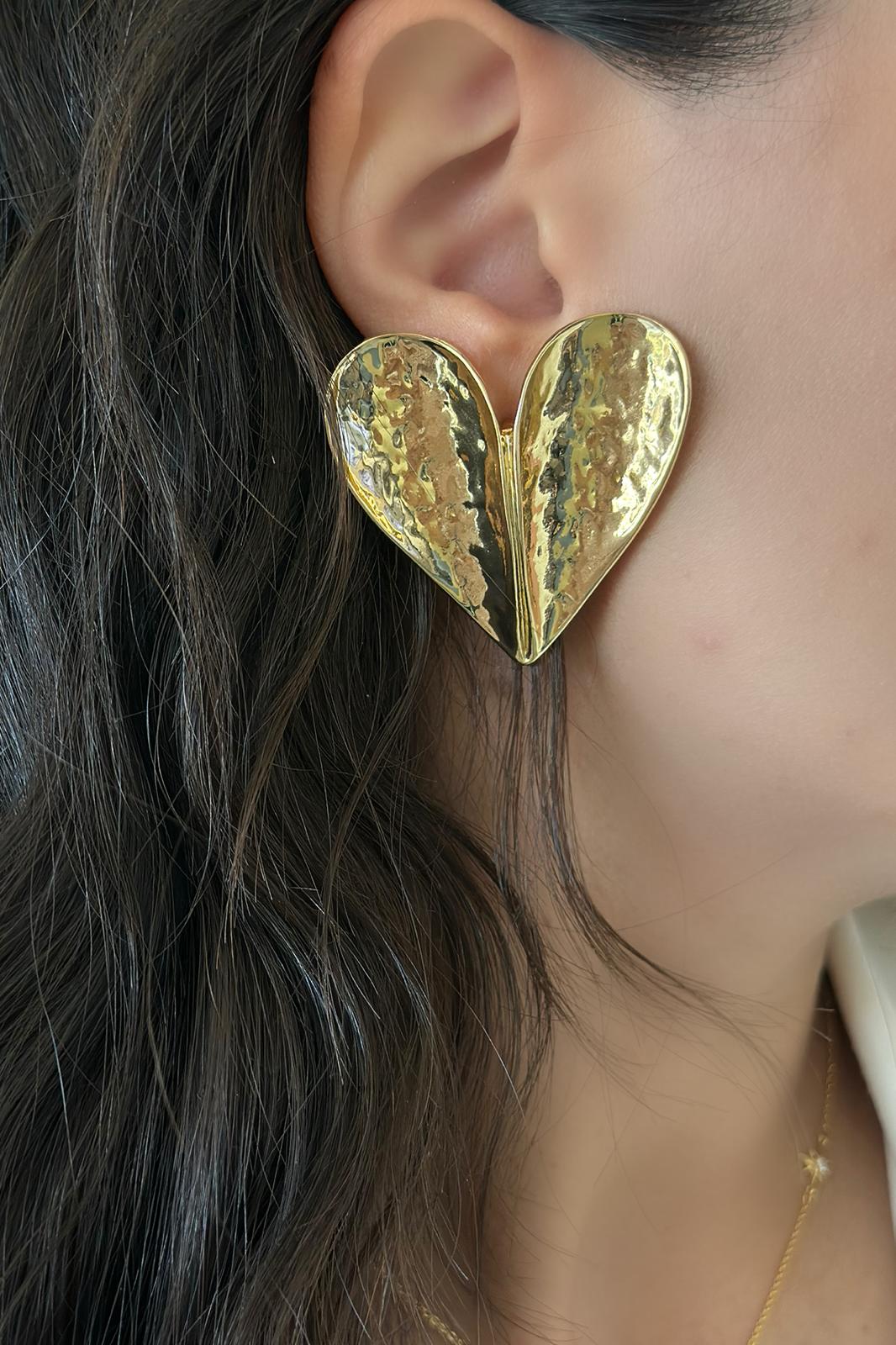 Kalp Model Gold Küpe