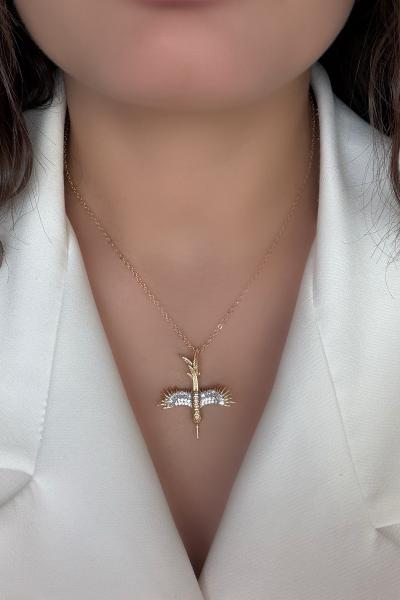 Işıltı Kanat Gold Kolye