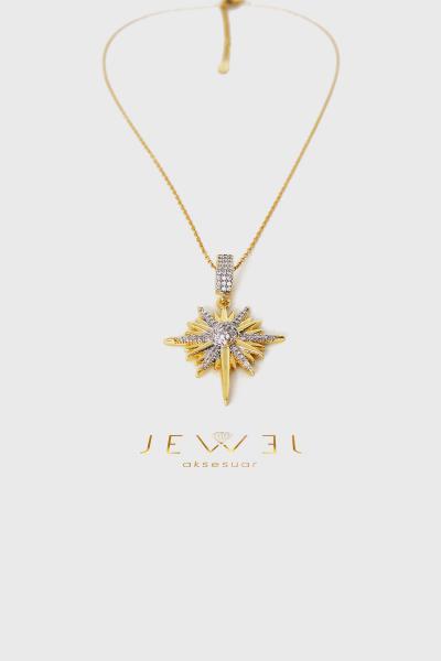 Nova Taşlı Gold Kolye