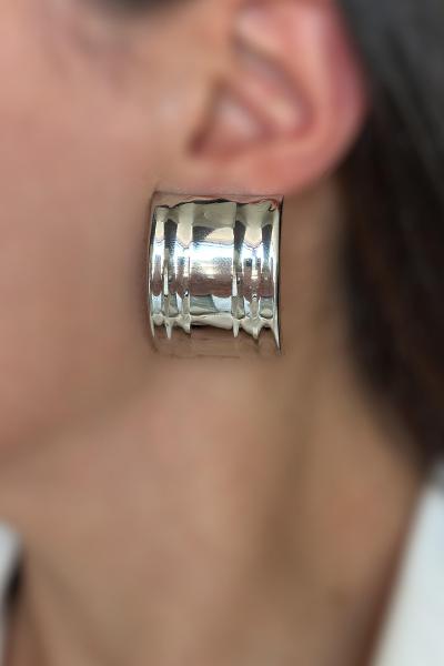 Edena Sade Şık Detaylı Silver Küpe