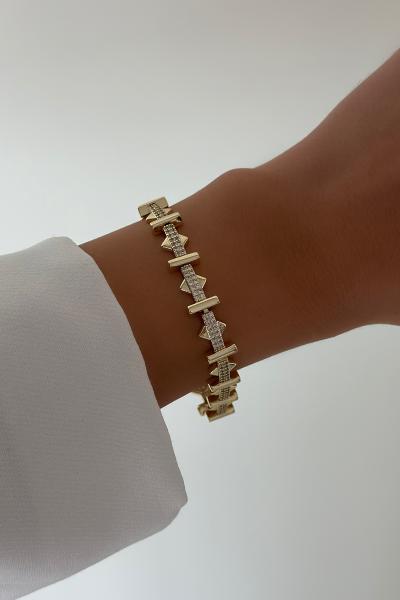 Baget Taş Ortalı Gold Bileklik