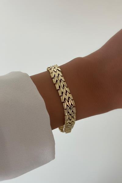 Zikzak Geçişli Gold Bileklik