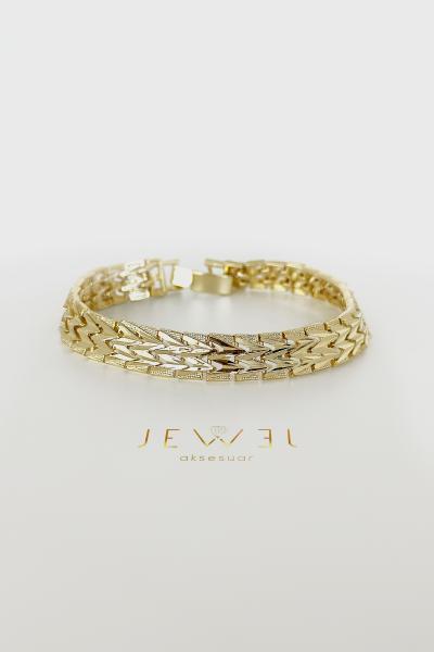 Zikzak Geçişli Gold Bileklik