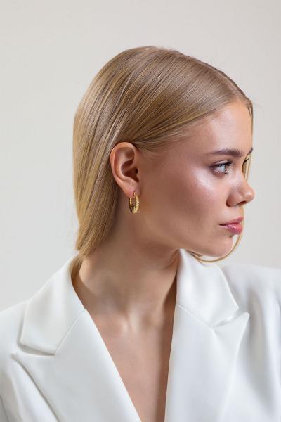 Fiyonk Büyük Model Gold Altın Kaplama Küpe