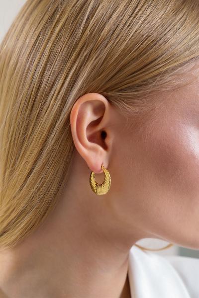 Fiyonk Büyük Model Gold Altın Kaplama Küpe