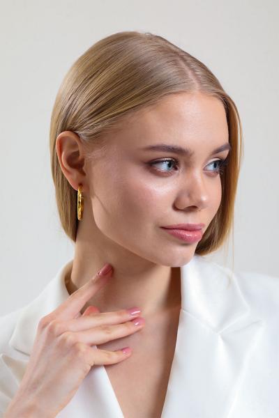 Düz Kalın Baskılı Gold Altın Kaplama Küpe