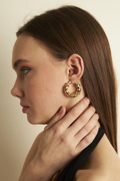 Faunus Gold Altın Kaplama Küpe