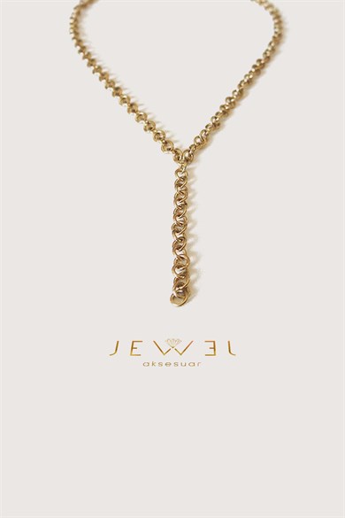 Halkalı Zincirli Gold Altın Kaplama Kolye