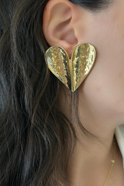 Kalp Model Gold Küpe