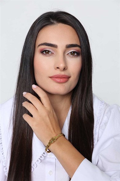 Kelepçe Detaylı Gold Altın Kaplama Bileklik