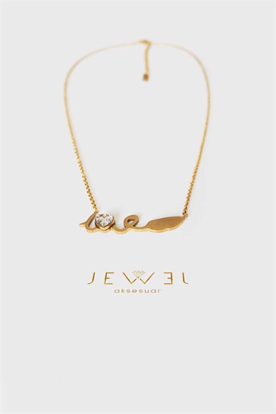 Love Yazılı Gold Altın Kaplama Kolye