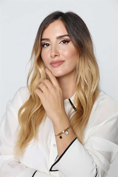 P. Model Siyah Roma Rakamlı Gold Altın Kaplama Bileklik